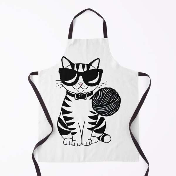 Item preview, Trendy Cat in Black Glasses Playing with Wool Ball – Cute and Funny designed and sold by Mystickerrstore.