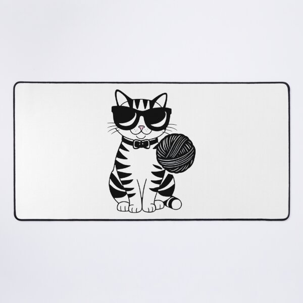 Item preview, Trendy Cat in Black Glasses Playing with Wool Ball – Cute and Funny designed and sold by Mystickerrstore.