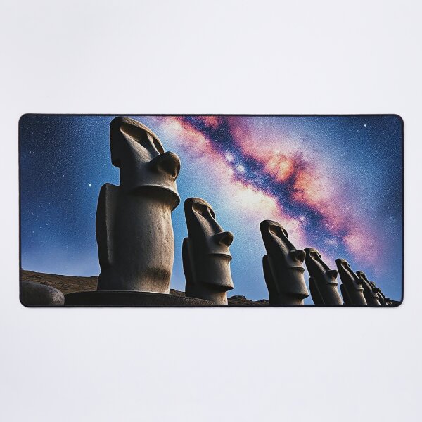 Item preview, Moai Statues oil painted style poster print canvas art decor  designed and sold by HardToFindMerchandise.