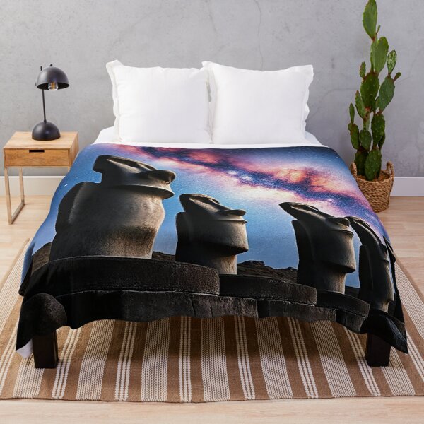 Item preview, Moai Statues oil painted style poster print canvas art decor  designed and sold by HardToFindMerchandise.