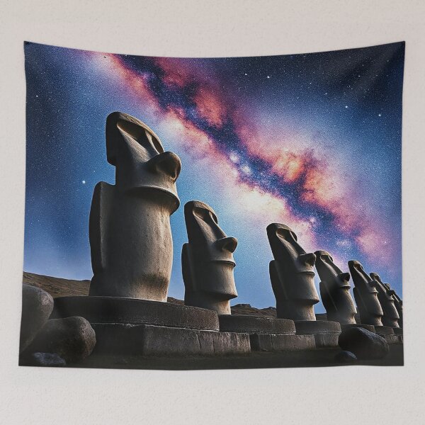 Item preview, Moai Statues oil painted style poster print canvas art decor  designed and sold by HardToFindMerchandise.