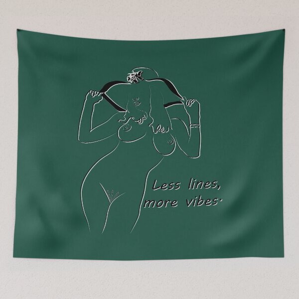 Item preview, A minimalist artistic portrayal of a nude woman under a wide-brimmed hat featuring a playful motto designed and sold by Ihor Ivanov.