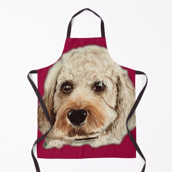 Item preview, Cavapoo Dog hand painted artwork, on red background designed and sold by Jennifer Morcom.