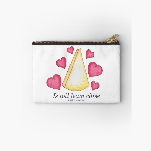 Item preview, i like cheese hand painted painting of cheese- is toil leam càise with Scottish Gaelic translation designed and sold by Mamaidh Made.