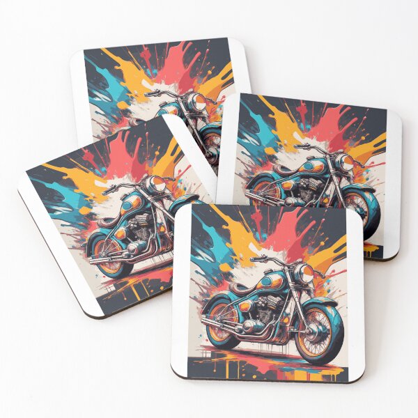 Item preview, Vintage motorcycle with color explosion designed and sold by BysonDesigns.