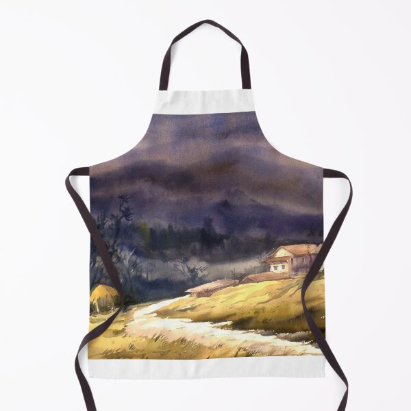 Item preview, Monsoon misty Himalayan village - watercolor on paper painting designed and sold by SamirArt.