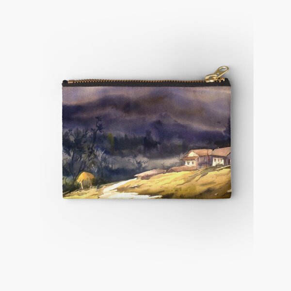 Item preview, Monsoon misty Himalayan village - watercolor on paper painting  designed and sold by SamirArt.