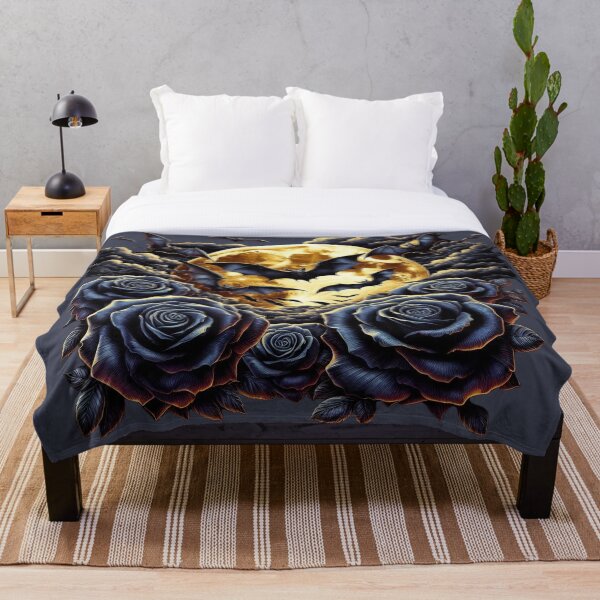 Item preview, Moonlit Gothic Garden: Bats and Dark Blue Roses designed and sold by AjugaPaint.