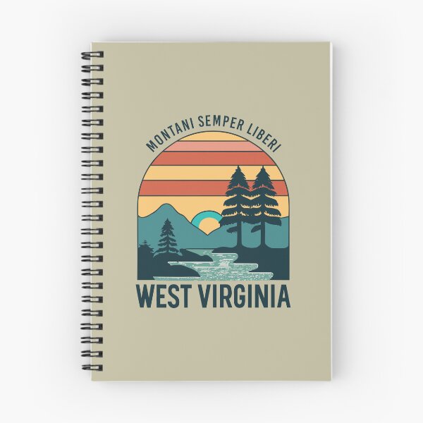Aperçu de l'œuvre Virginie-Occidentale – Coucher de soleil vintage – Badge de voyage créée et vendue par Amazing States of America.