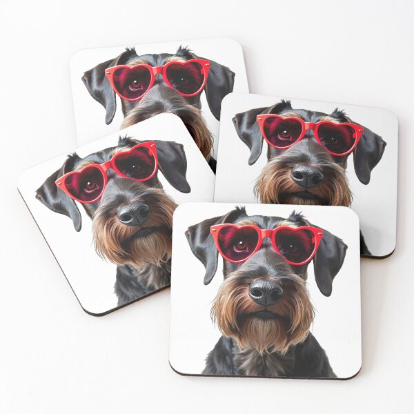 Item preview, Funny cool Giant Schnauzer dog wearing a heart shape sunglasses designed and sold by LazyOwlStore.