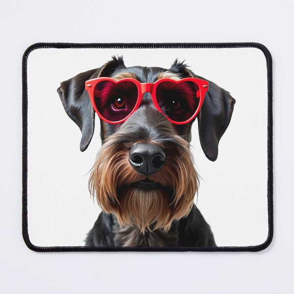 Item preview, Funny cool Giant Schnauzer dog wearing a heart shape sunglasses designed and sold by LazyOwlStore.