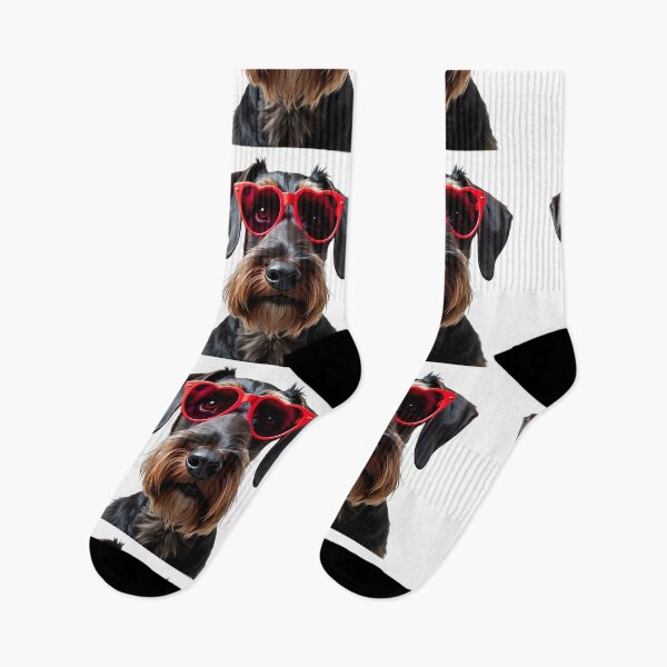 Item preview, Funny cool Giant Schnauzer dog wearing a heart shape sunglasses designed and sold by LazyOwlStore.