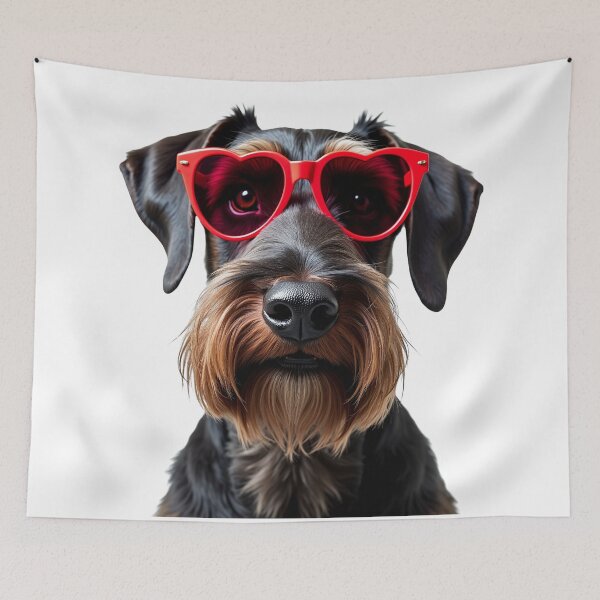 Item preview, Funny cool Giant Schnauzer dog wearing a heart shape sunglasses designed and sold by LazyOwlStore.