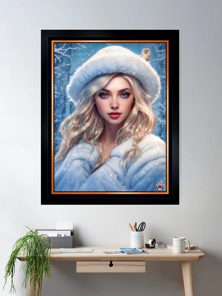 An Ethereal Winter Maiden And Her Owl In A Snow Covered Forest AI Concept Art by Xzendor7 - An Exquisite Vision 2 An Ethereal Winter Maiden And Her Owl In A Snow Covered Forest Enchanting AI Concept Art by Xzendor7 Wall Decor Poster Art Print