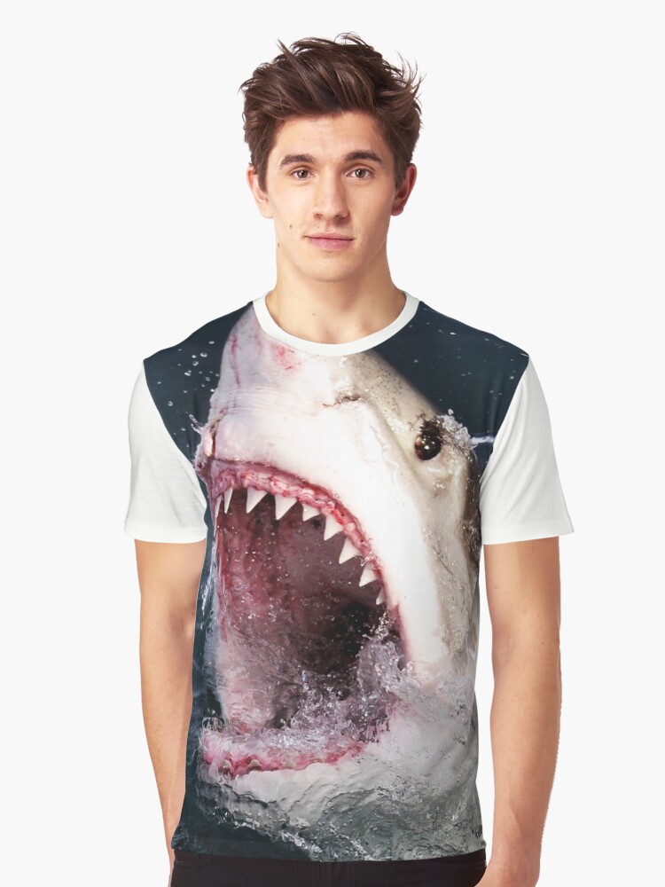 Great White Shark 3D Shark Bite Graphic T Shirt for Sale by banwa Redbubble