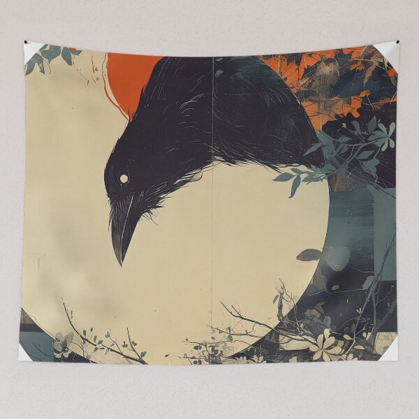 Item preview, Crow in the Waxing Crescent Moon designed and sold by CalyCollab.