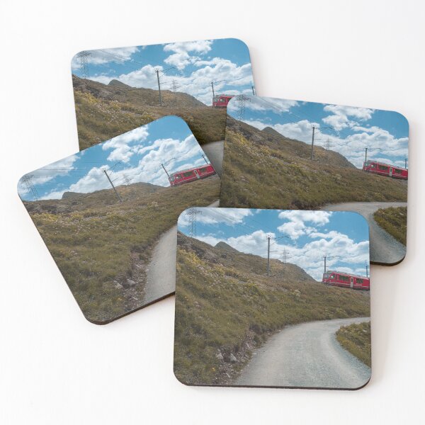 Item preview, Red train on Bernina line in Switzerland designed and sold by svanaerschot.