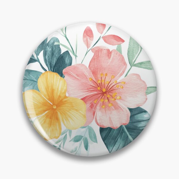 Item preview, Watercolor flowers: yellow and pink with leaves designed and sold by Solomiia Piletska.