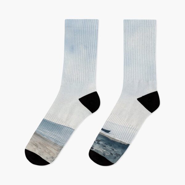 Item preview, Serene Coastal Landscape with Boats - Minimalist Beach designed and sold by solynneart.