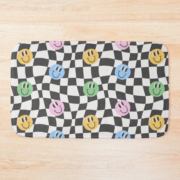 Item preview, Retro checkerboard smiling face repeating pattern, 70s aesthetic, 70s colours  designed and sold by CEB1700.