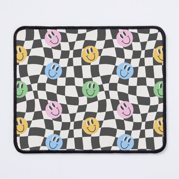 Item preview, Retro checkerboard smiling face repeating pattern, 70s aesthetic, 70s colours  designed and sold by CEB1700.