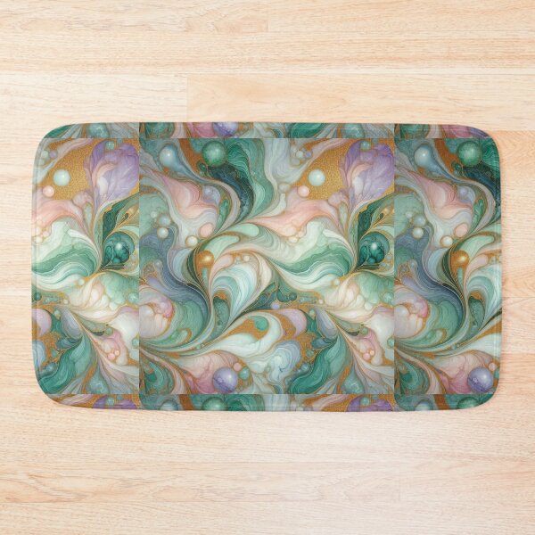 Item preview, Retro Vintage Green, Gold, White, and Pink Swirl Marble Pattern – Trendy Marble Design for Fashion, Home Décor, Accessories, and Unique Gifts designed and sold by 21 Dragonflies.
