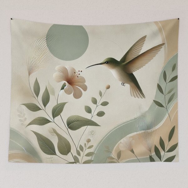 Item preview, Zen abstract humming bird with white flower designed and sold by ValerieStOnge.