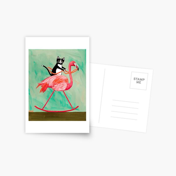 Item preview, Cat on a Rocking Flamingo designed and sold by KilkennyCat Art.