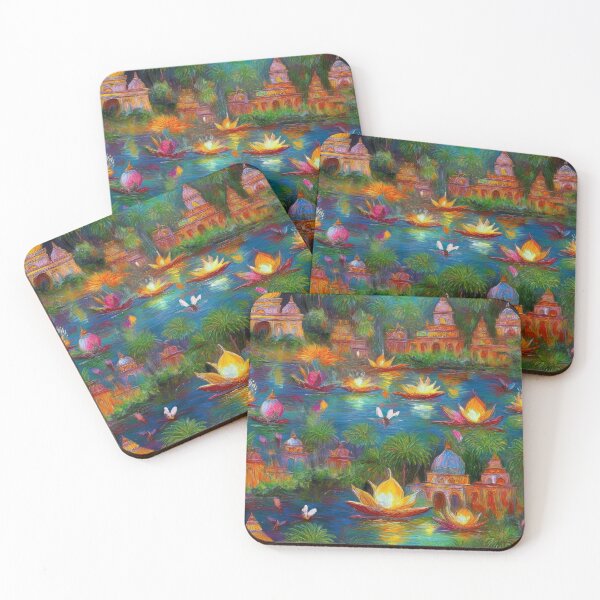 Item preview, Indian Festival Diwali Pattern with Lamps and Water – Festival of Lights Design Celebrating Diwali, Indian Culture, and World Festivals designed and sold by 21 Dragonflies.