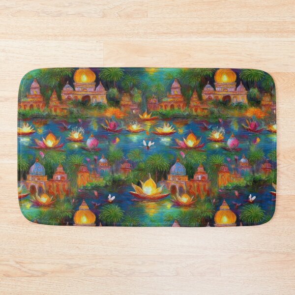 Item preview, Indian Festival Diwali Pattern with Lamps and Water – Festival of Lights Design Celebrating Diwali, Indian Culture, and World Festivals designed and sold by 21 Dragonflies.