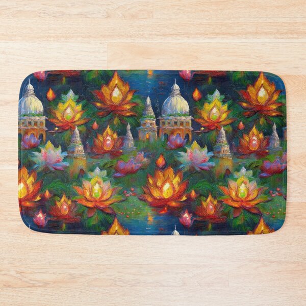 Item preview, Indian Festival Diwali Pattern with Lotuses, Lamps and Water – Festival of Lights Design Celebrating Diwali, Indian Culture, and World Festivals designed and sold by 21 Tulips.