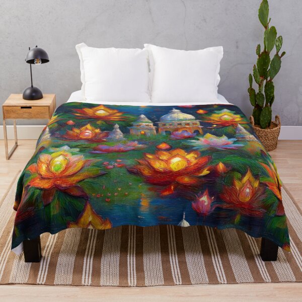 Item preview, Indian Festival Diwali Pattern with Lotuses, Lamps and Water – Festival of Lights Design Celebrating Diwali, Indian Culture, and World Festivals designed and sold by 21 Dragonflies.
