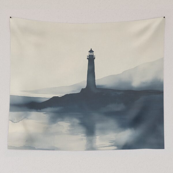 Item preview, Moody Lighthouse Silhouette | Tranquil Coastal Landscape designed and sold by solynneart.