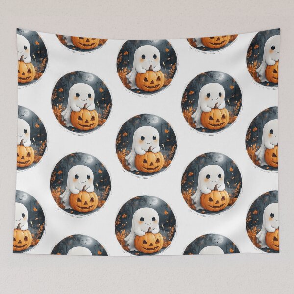 Item preview, Ghost with pumpkin designed and sold by Proteinmalac.