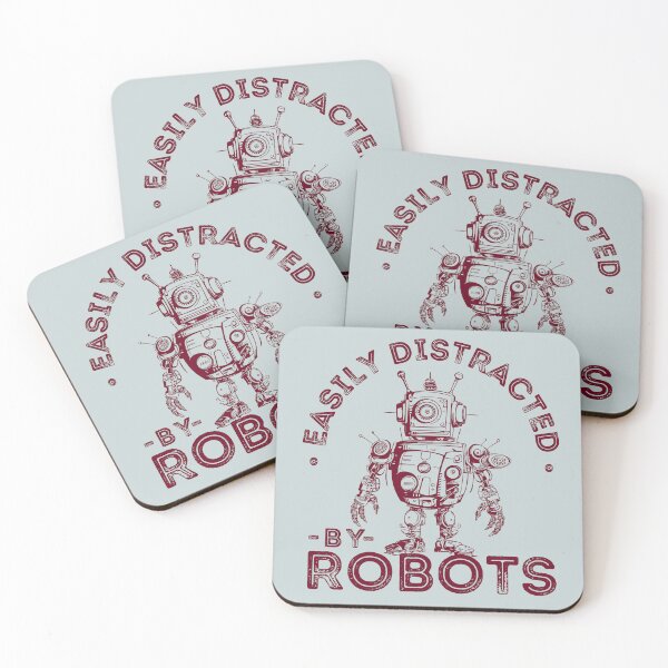 Item preview, Easily Distracted by Robots, Funny Sci-Fi, Vintage Robot designed and sold by lagunaklein.