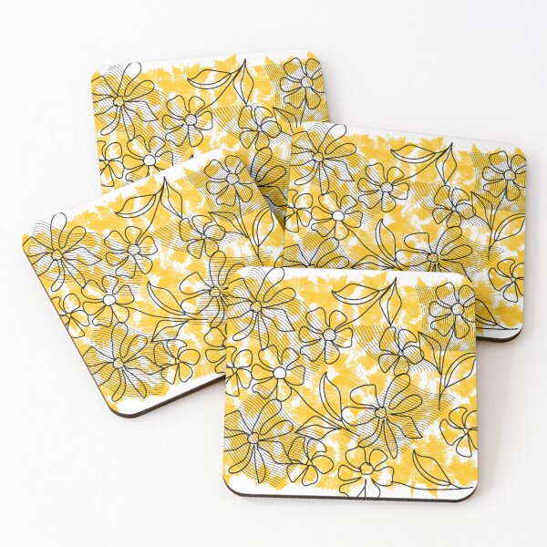 Item preview, yellow line designs with floral shapes designed and sold by Nature  Nblossom.