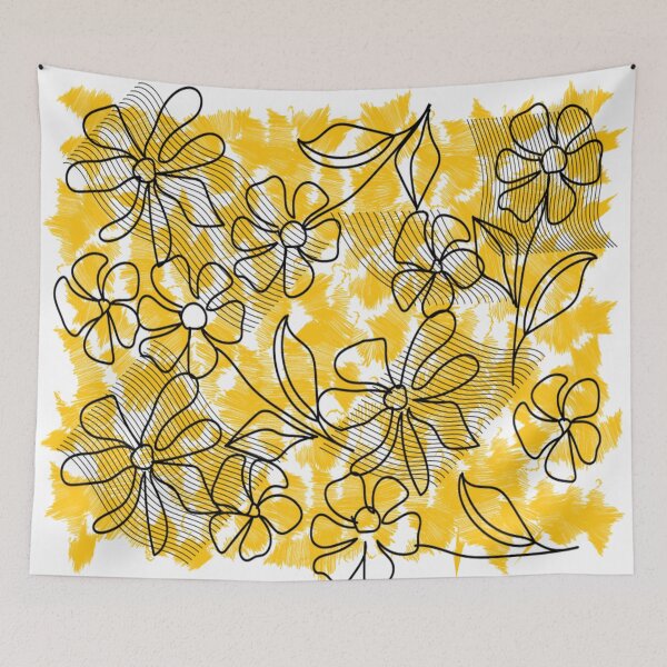 Item preview, yellow line designs with floral shapes designed and sold by Nature  Nblossom.
