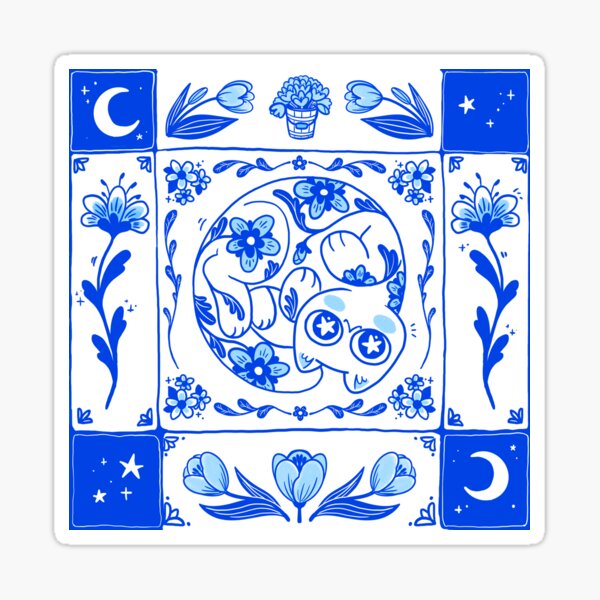 Vista previa del artículo con la obra «Azulejo Gato 2», diseñado y vendido por hellocloudy.