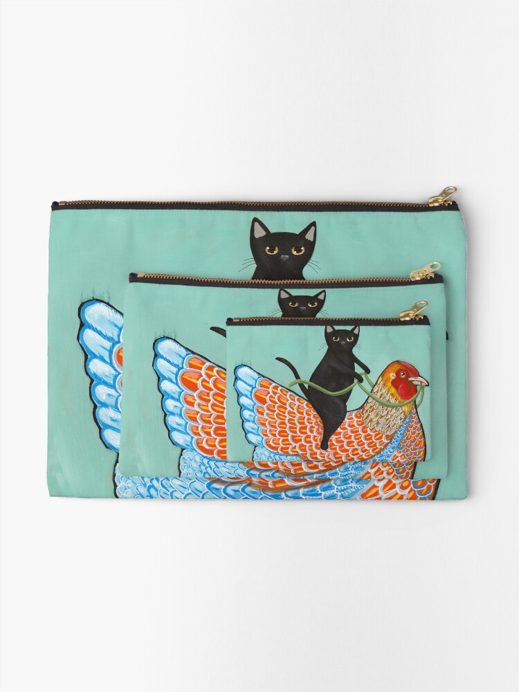 Alternate view of Chicken Ride Wyandotte and Black Cat Zipper Pouch