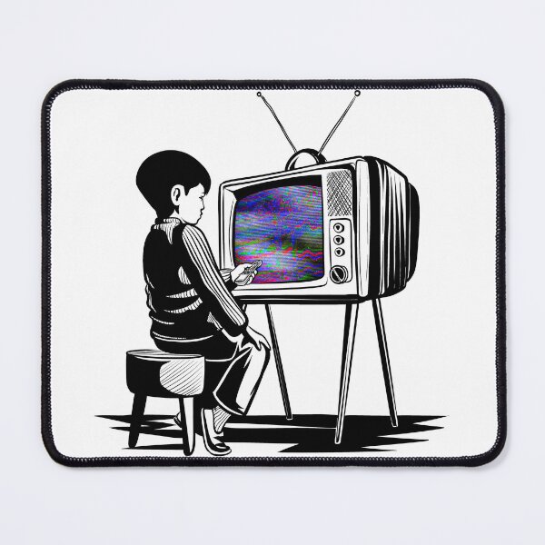 Item preview, Boy and vintage TV designed and sold by MariaPencilArt.