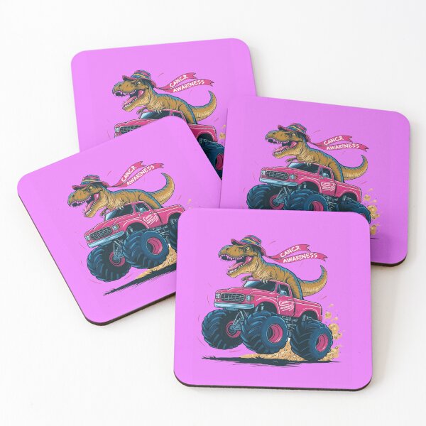Item preview, Pink Crush Breast Cancer Awareness Monster Truck T-rex  designed and sold by Hotshots Design.
