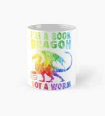 Taza clásica Soy un dragón libro No es un gusano en acabado angustiado Salpicadura de color acrílico arcoíris