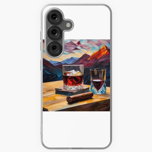 Bourbon and Wine and Cigar with Mountain View Samsung Galaxy Soft Case