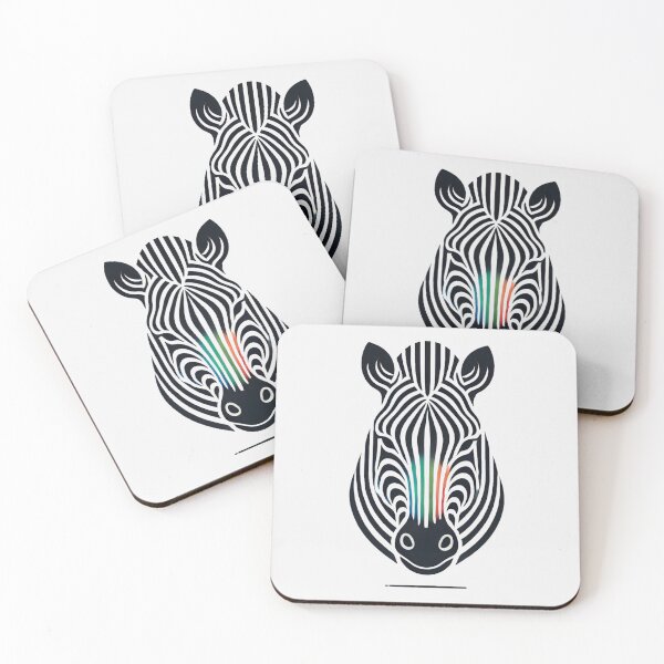 Artikelvorschau, Zebrakopf mit bunten Regenbogenstreifen auf der Nase entworfen und verkauft von Blink Art Studio.