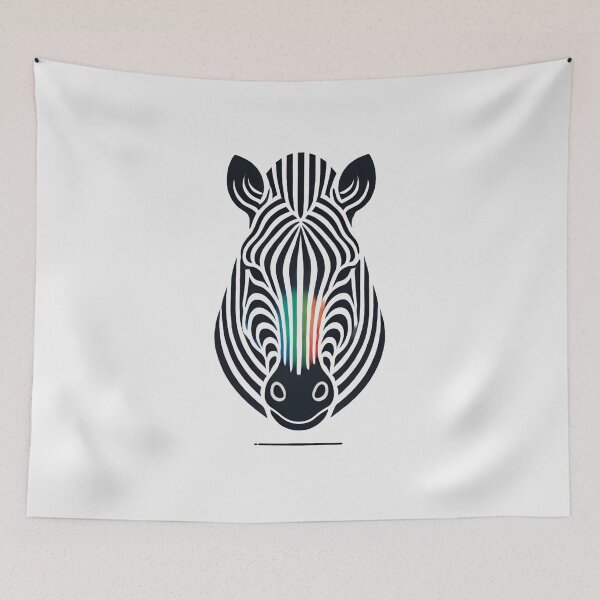 Item preview, Zebra Head with Colorful Rainbow Stripes on Nose designed and sold by Blink Art Studio.