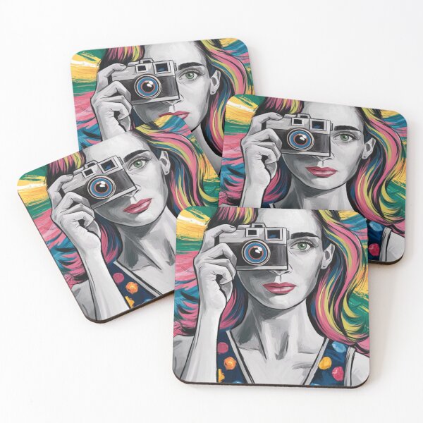 Item preview, A vibrant and colorful painting of a woman holding a camera up to her eye designed and sold by Adarsh03.