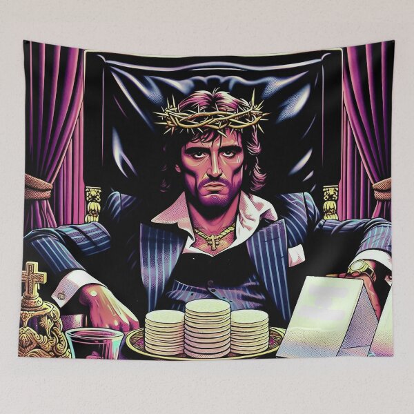 Item preview, 80s Miami-Aesthetic, Scarface-Inspired Jesus  designed and sold by jay-cack.