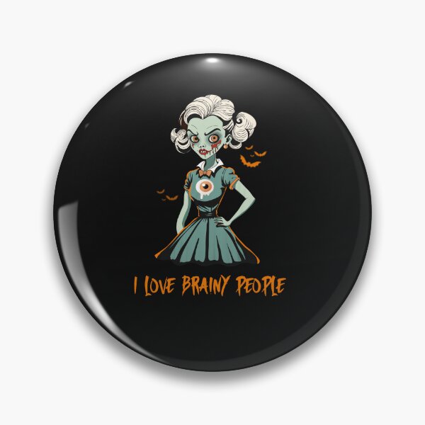 Item preview, Green skinned zombie girl in vintage dress and a catchy Fraser about brainy people designed and sold by SimoesArtistry.