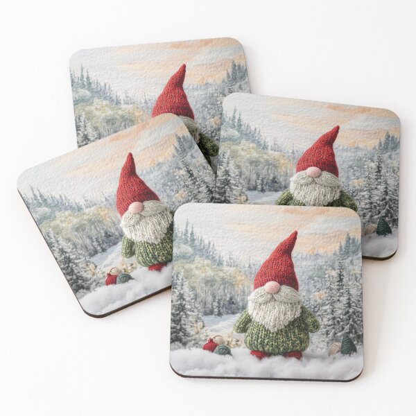 Item preview, Christmas Knitted Gnome In Winter Forest designed and sold by MKDigitalPrints.