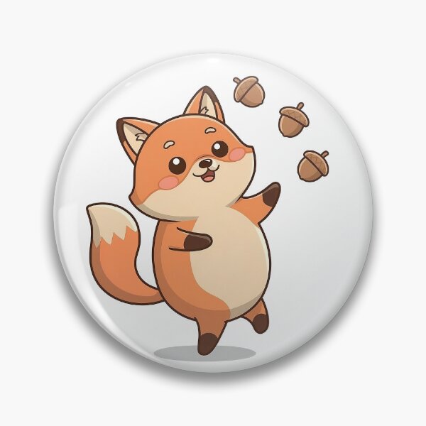 Item preview, Cute Fluffy Fox Juggling Nuts designed and sold by RetroPrism.
